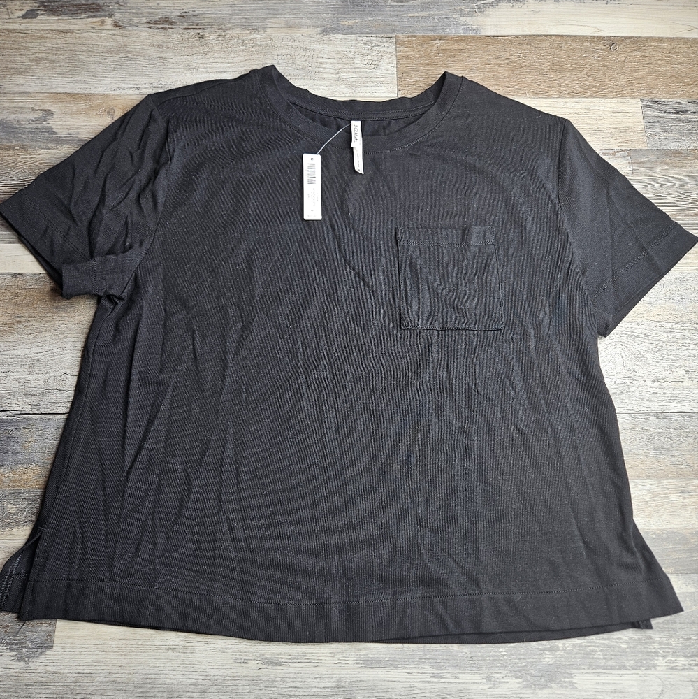 Soma NEW Our Most Loved Cotton SS Pocket Tee Black Medium Spring 2025